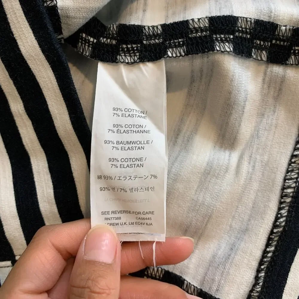 J Crew T Shirt Dress Women PXS Petite Black White Straight Short Sleeve Back Zip